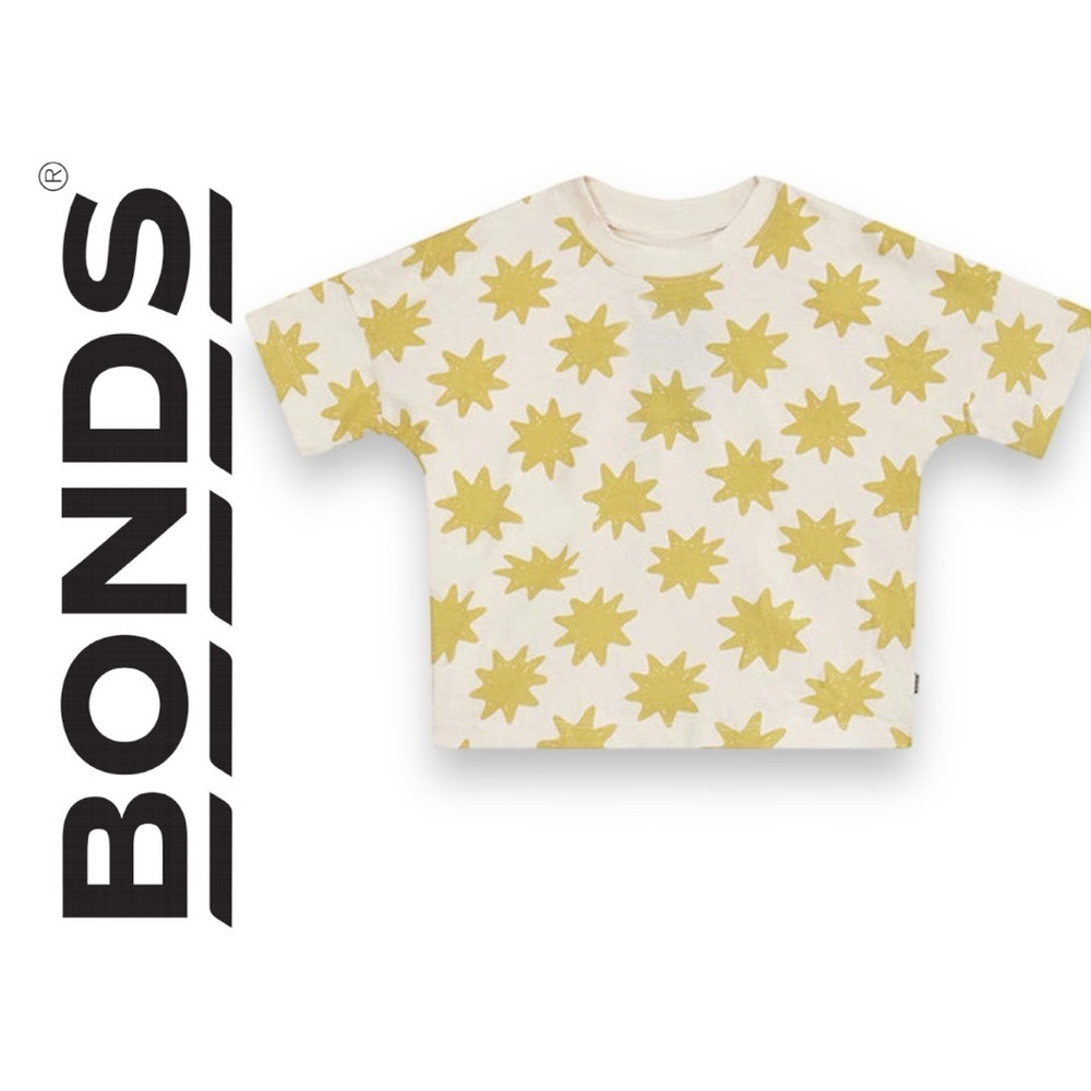 New 	
Bonds Kids Drop Shoulder Tee - Beaming Star Yellow - size: 7